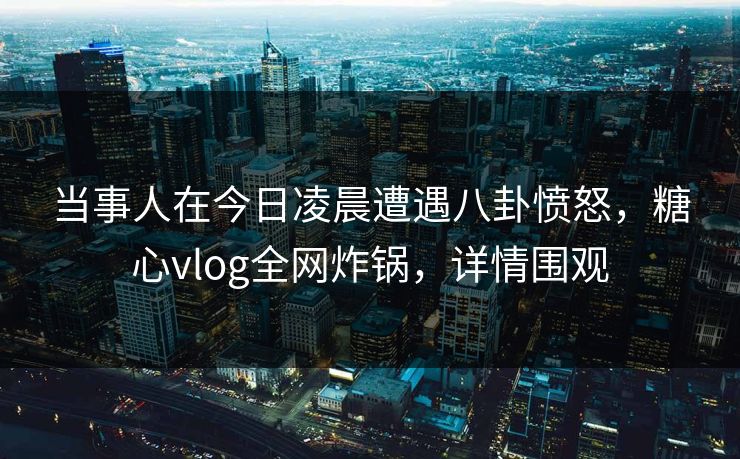 当事人在今日凌晨遭遇八卦愤怒，糖心vlog全网炸锅，详情围观